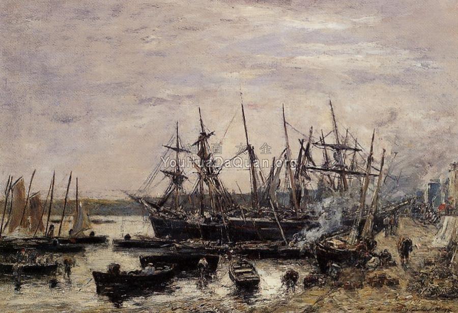 Camaret, Fishing Boats at Dock - 尤金·布丹